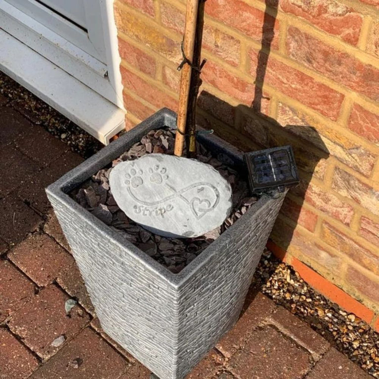 Eternity Memory Stone - Paw Prints, Heart & Personalised Name