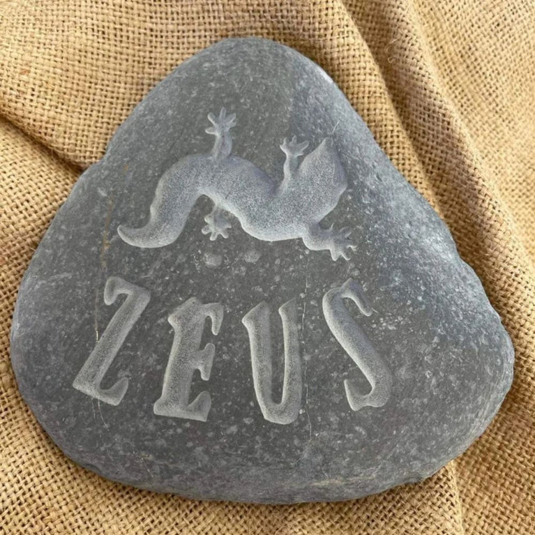 Custom Engraved Lizard / Gecko Memorial Stone - Silhouette & Pet Name