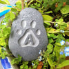 Pet Memorial Pebble - Hand Carved Paw Print & Initial Design