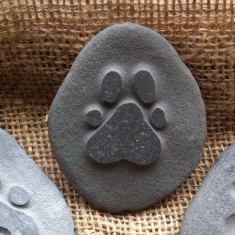 Pet Memorial Pebble - Plain Raised Paw Print Design