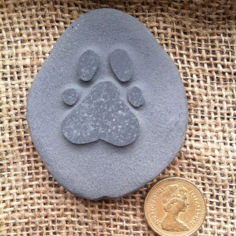 Pet Memorial Pebble - Plain Raised Paw Print Design