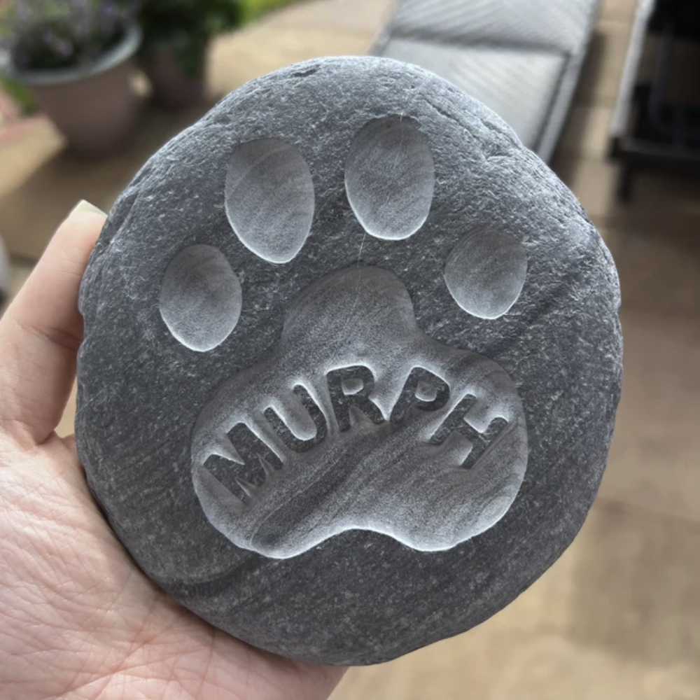 Custom Memorial Stone - Pet Paw & Name